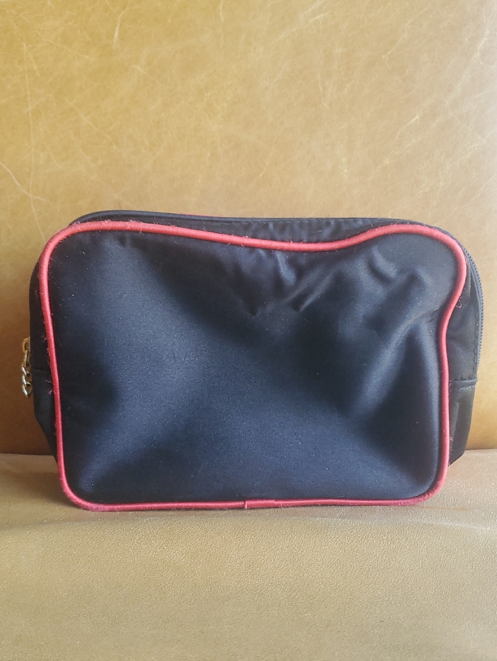 Vintage YSL Black and Red Satin Cosmetic Travel Pouch